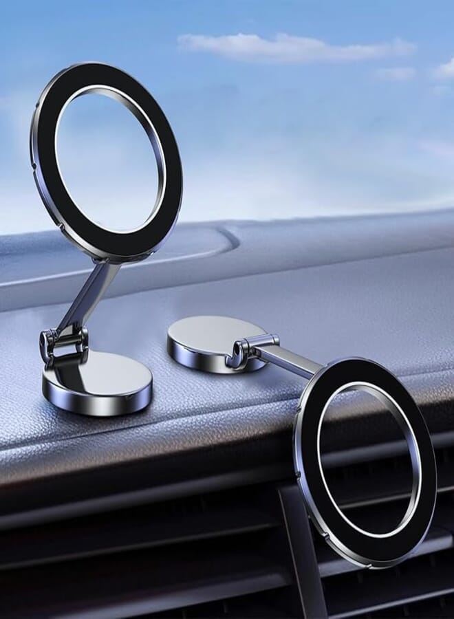 Magnetic Phone Holder for Car, 360° Rotation phone Magnetic Car Mount Alloy Folding Ultra Magnetic Car Phone Holder for All Cell Phones Universal Phone Dash Mount for iPhone 12 13 15 Pro Max